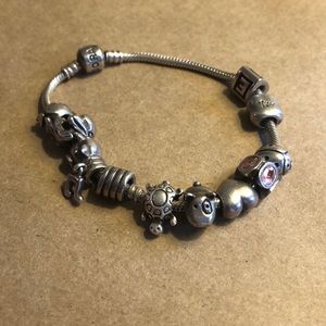 Pandora Bracelet with 12 assorted charms